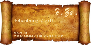 Hohenberg Zsolt névjegykártya